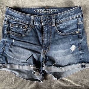 American Eagle Outfitters Blue Cuffed Jean Shorts